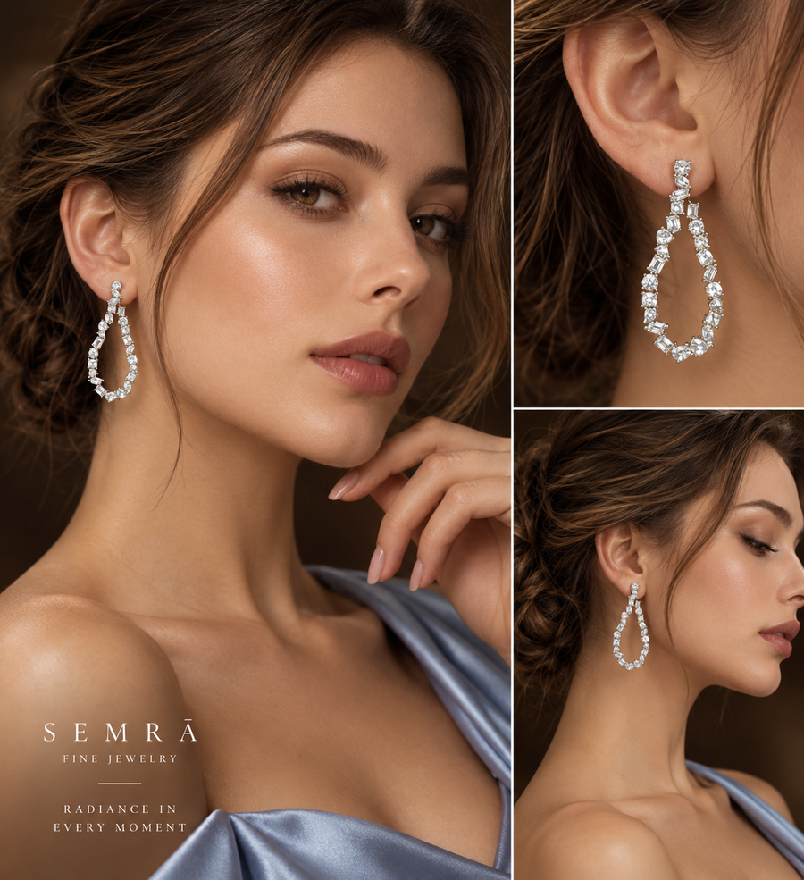 Ethereal Loop Multi Shape Diamond Dangle Earring