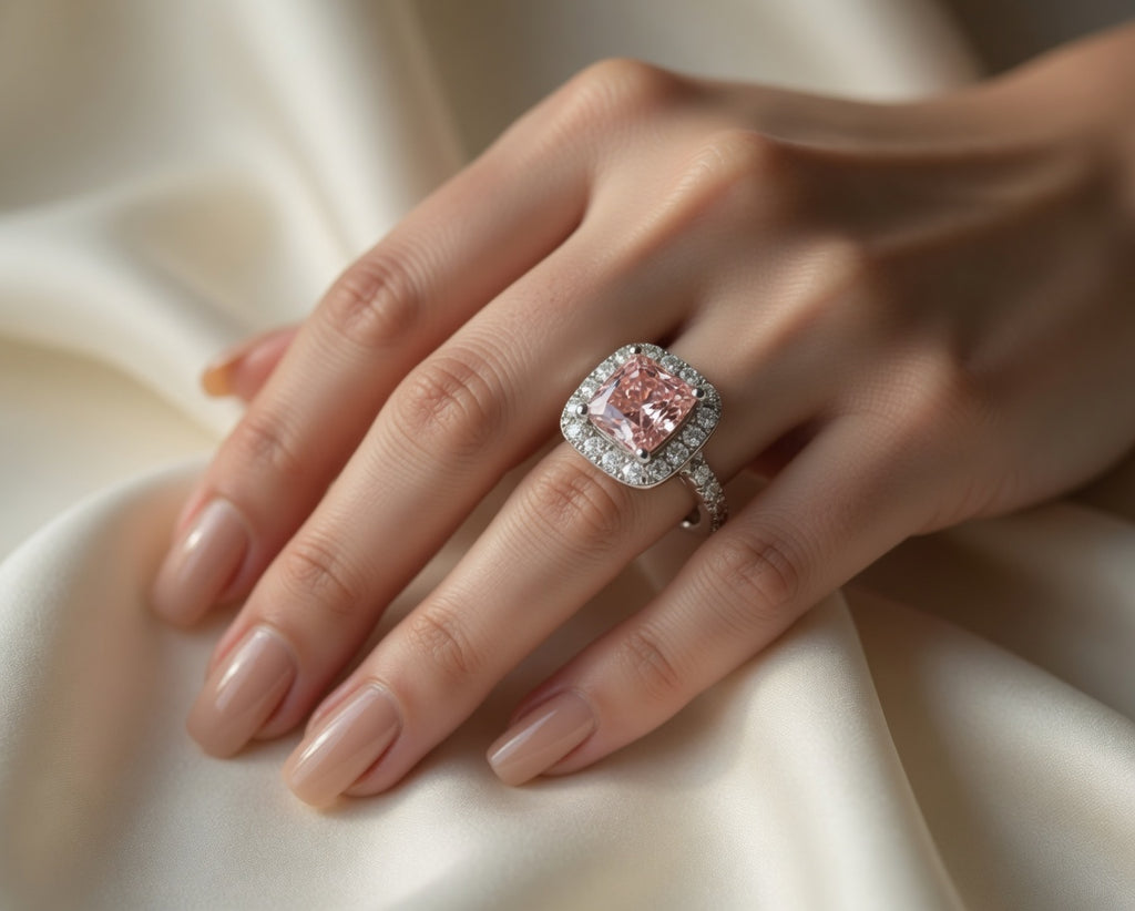 Fancy Intense Pink Diamond Halo Engagement Ring