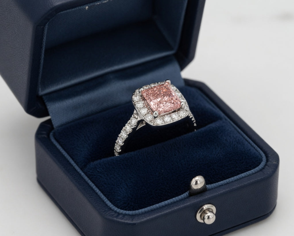 Fancy Intense Pink Diamond Halo Engagement Ring