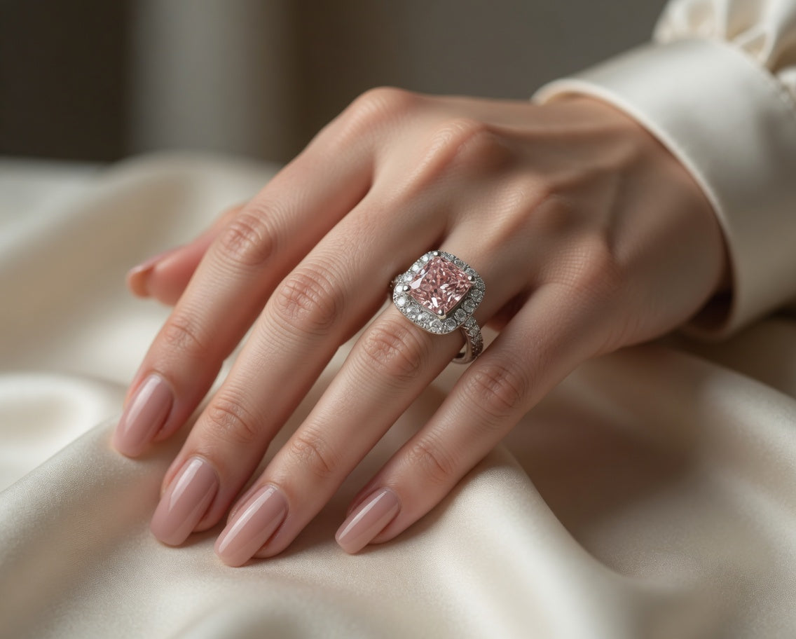 Fancy Intense Pink Diamond Halo Engagement Ring