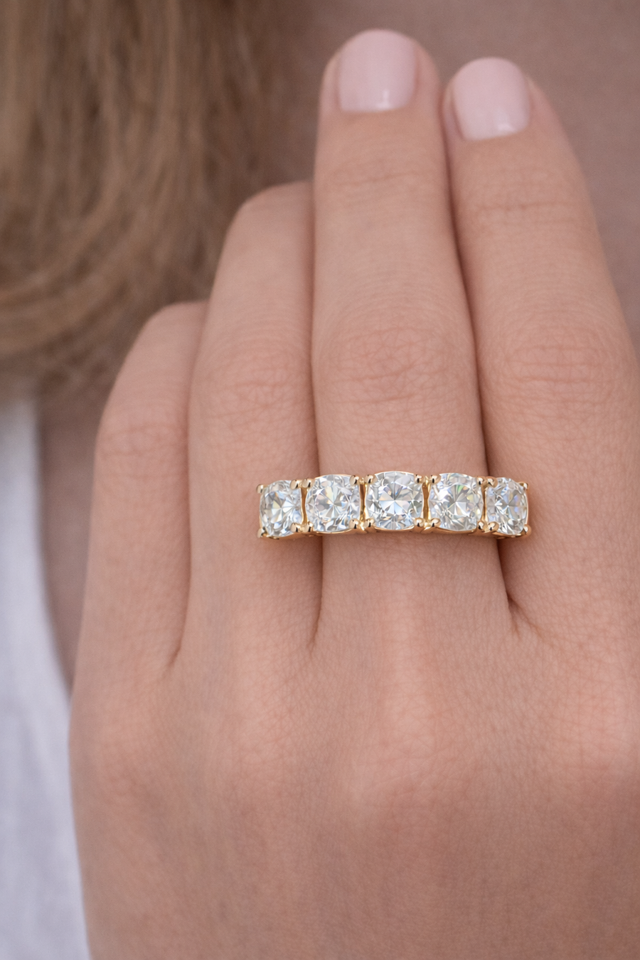 Seven Stone Cushion Cut Diamond Wedding Band