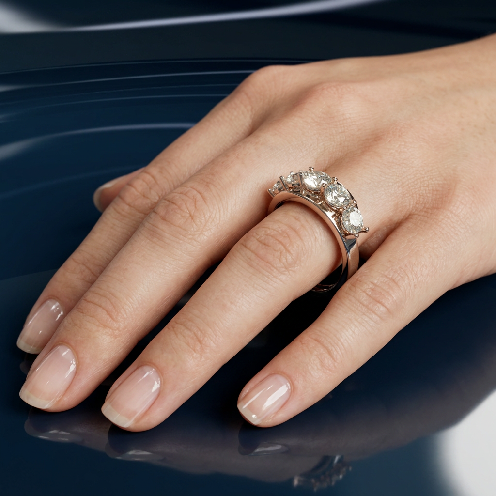 Five Stone 35 Pointers Diamond Ring