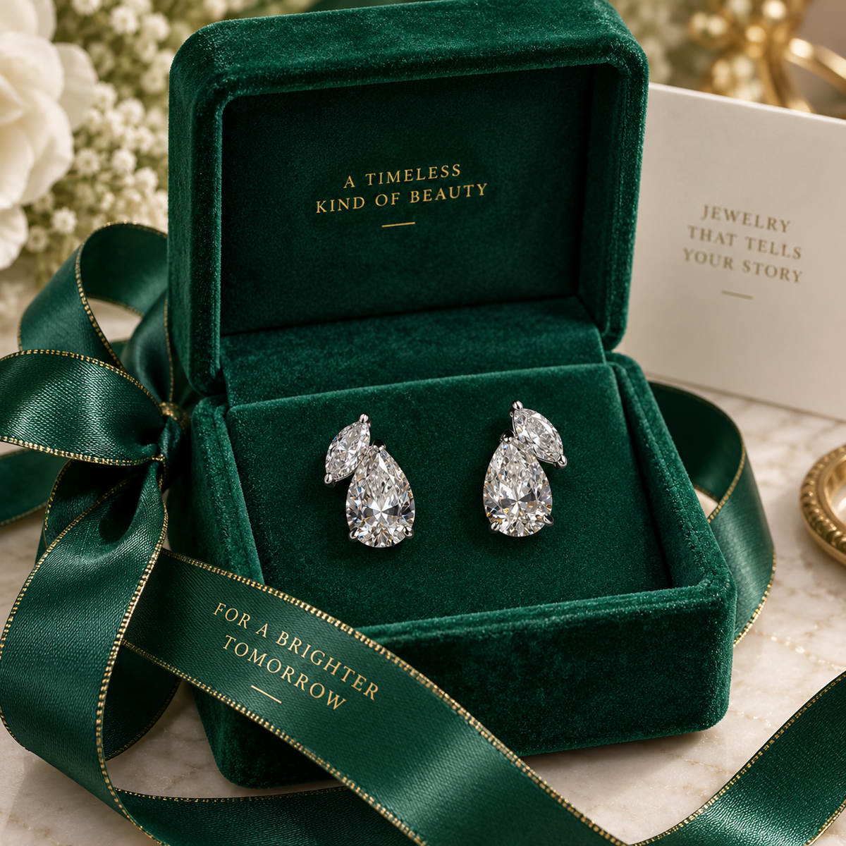 Flying Marquise and Pear Stud Earring