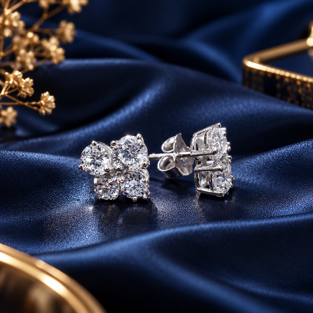 Four Stone Stud Earring