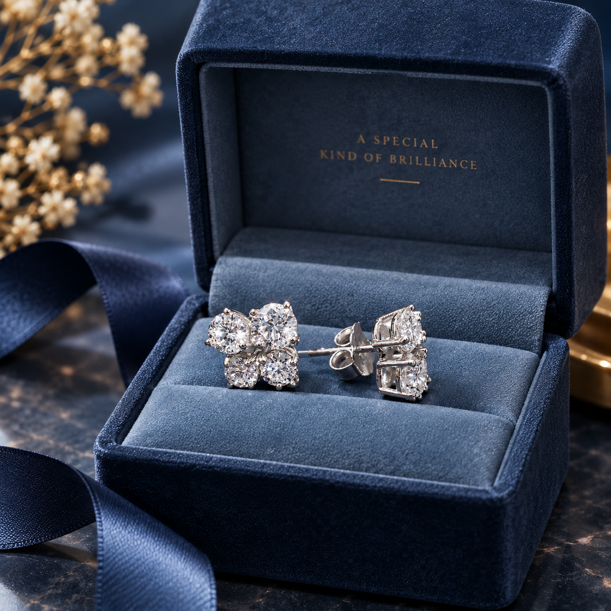 Four Stone Stud Earring