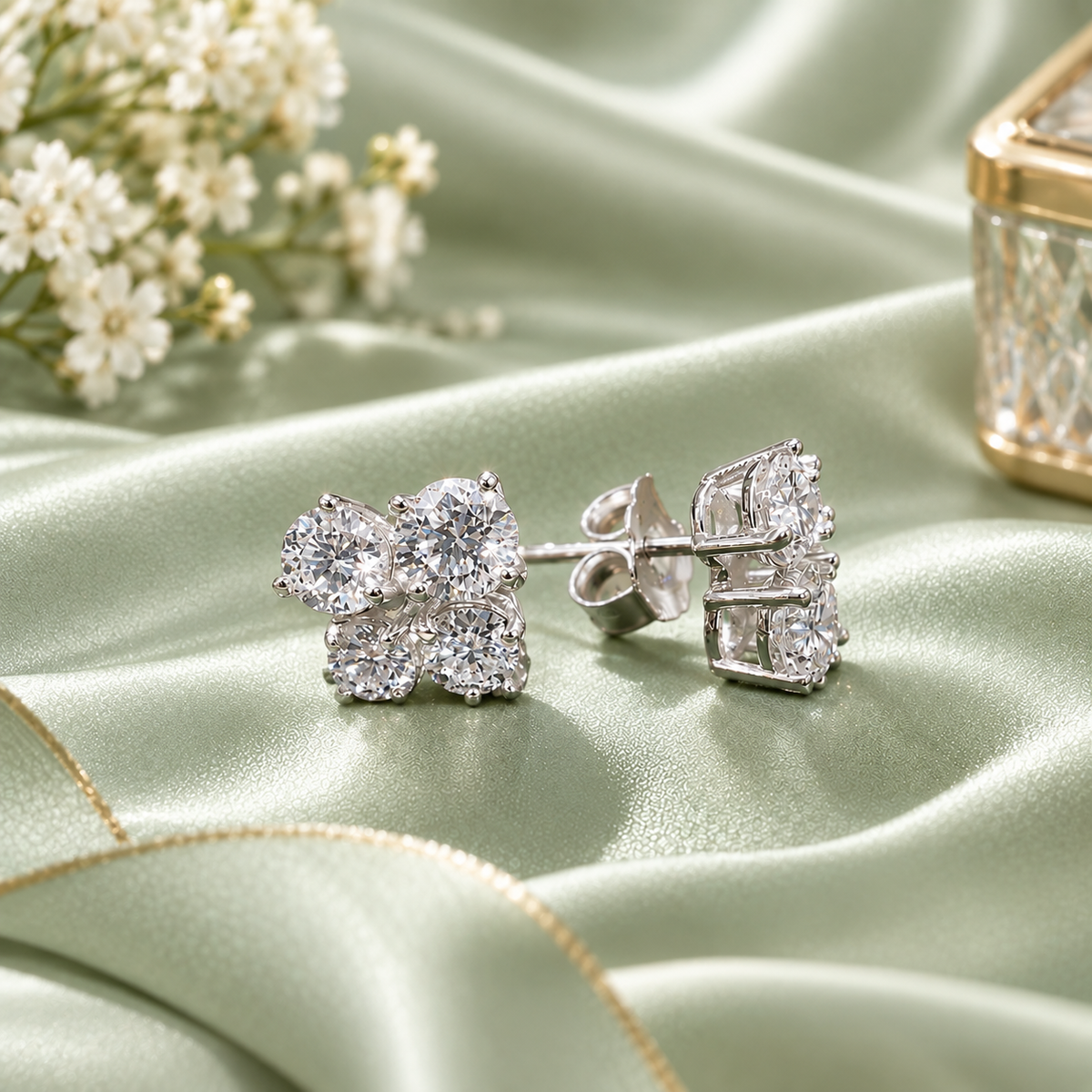 Four Stone Stud Earring