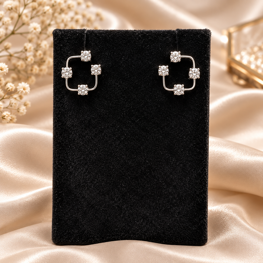 Geometric Round Diamond Bracket Earring