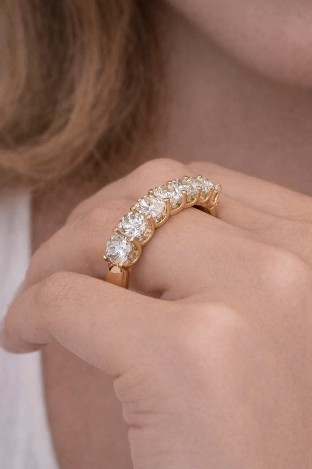 Seven Stone Cushion Cut Diamond Wedding Band