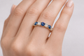 Cushion Cut Diamond and Blue Sapphire Band