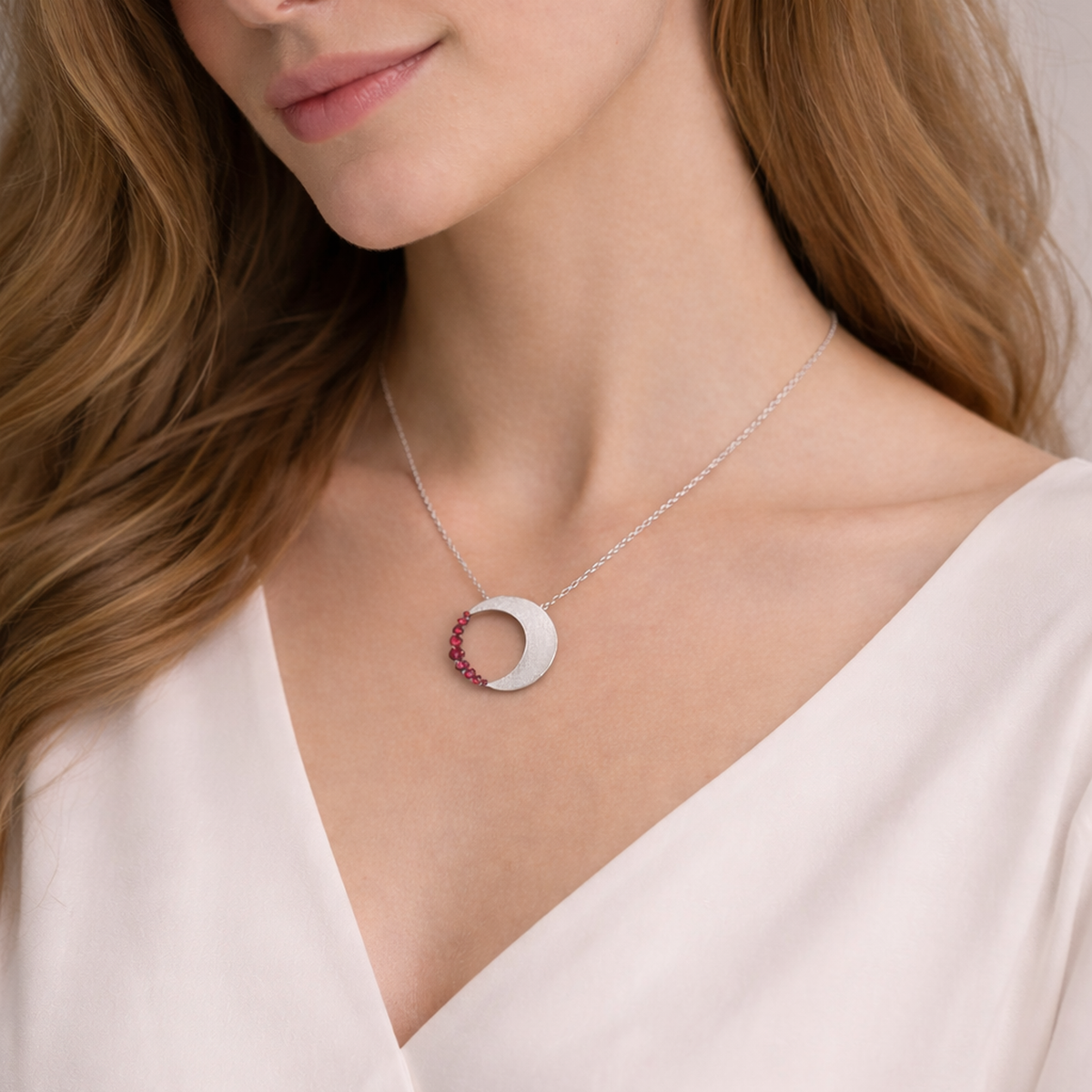 Half Moon Diamond Circle Pendant