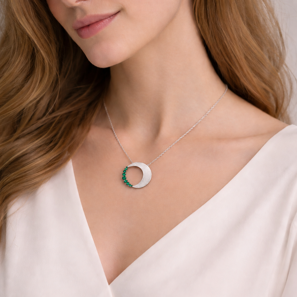 Half Moon Diamond Circle Pendant