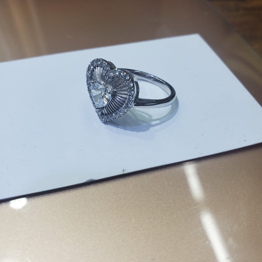 Heart Shape Baguette and Round Diamond Ring