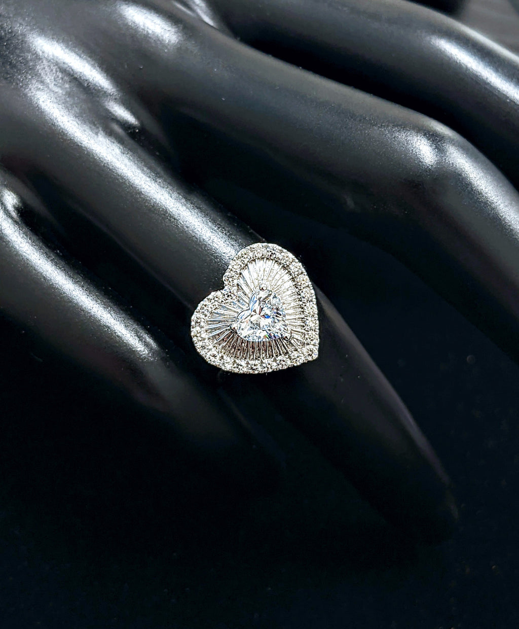 Heart Shape Baguette and Round Diamond Ring