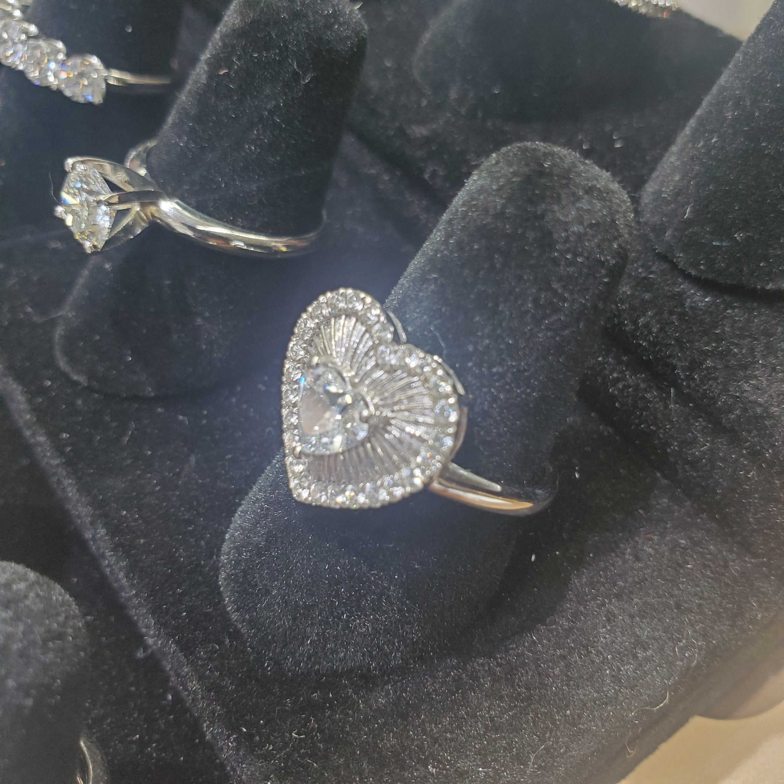 Heart Shape Baguette and Round Diamond Ring