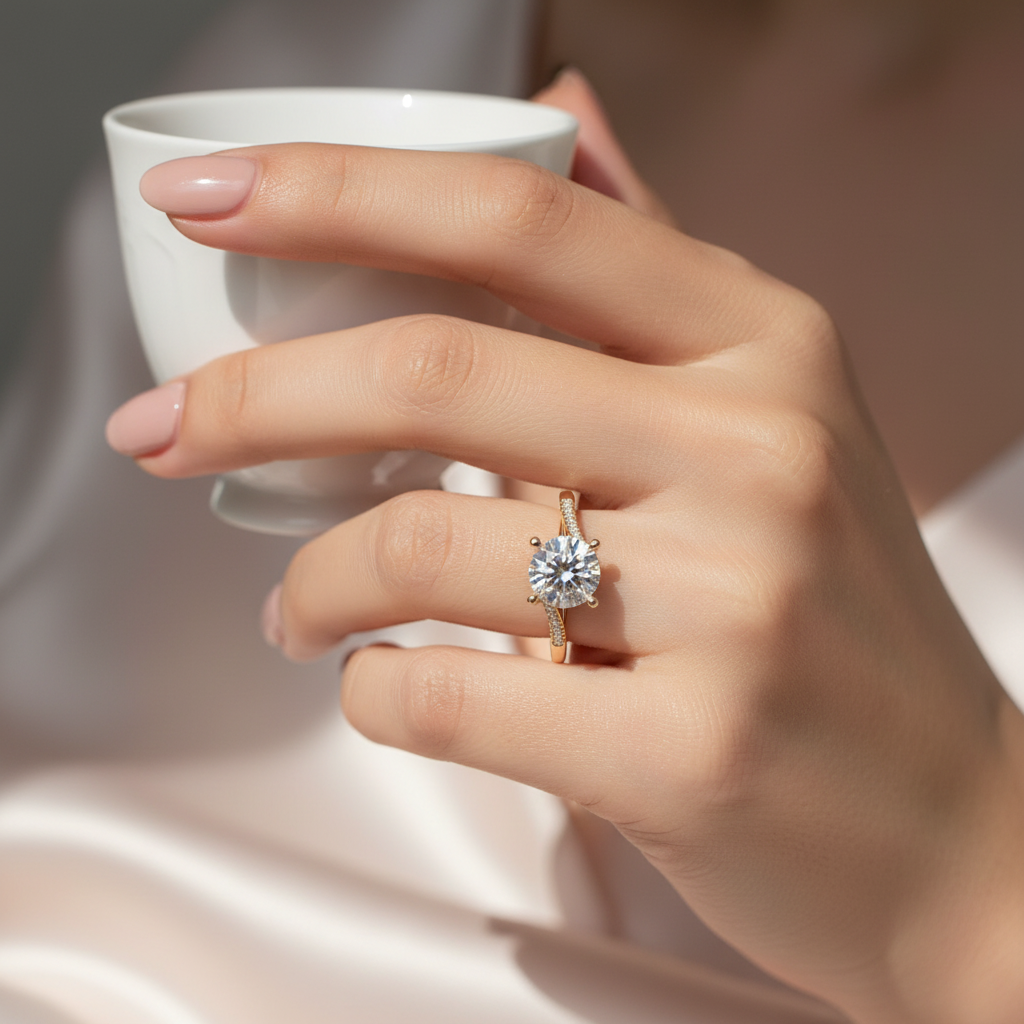 1.5ct Hidden Halo Split Shank Diamond Engagement Ring