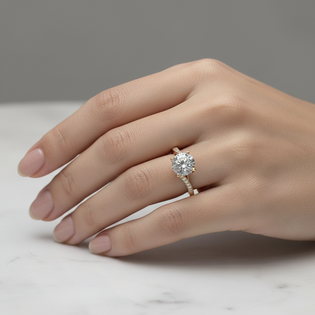 1.5ct Hidden Halo Split Shank Diamond Engagement Ring