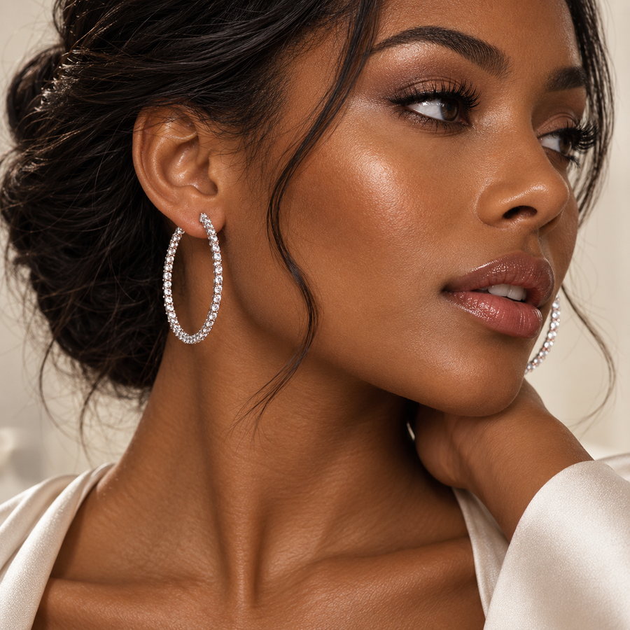 Inside Out Diamond Hoop Earring