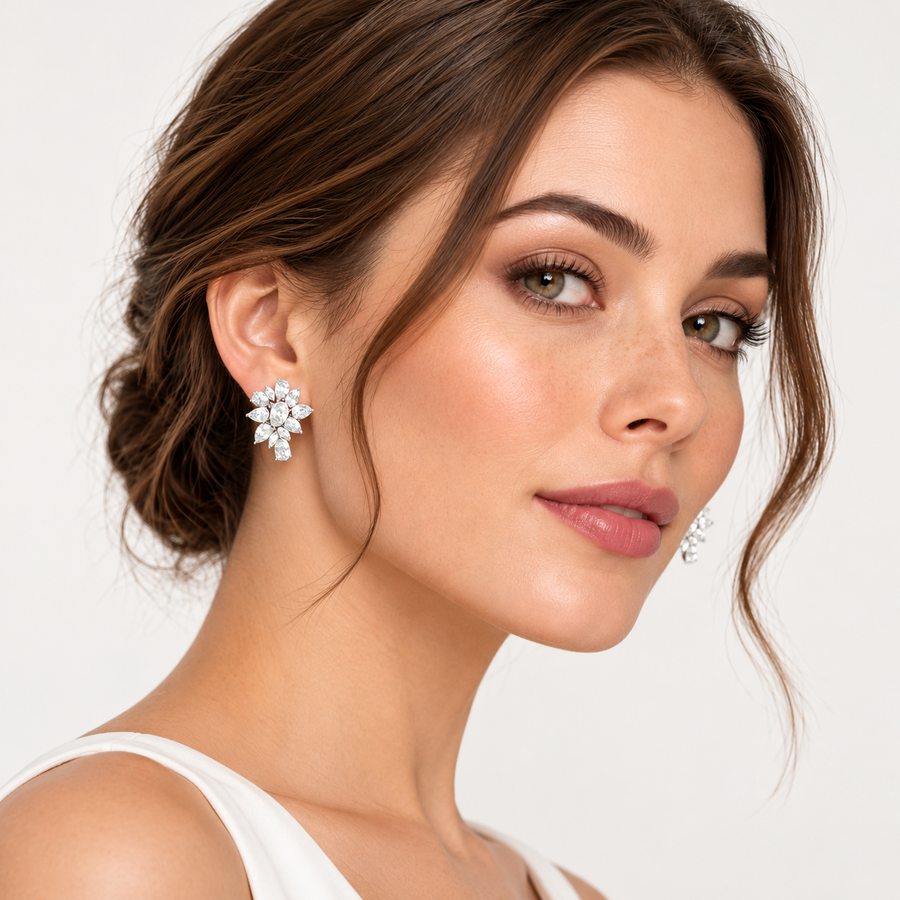 Marquise and Pear Diamond Stud Earring