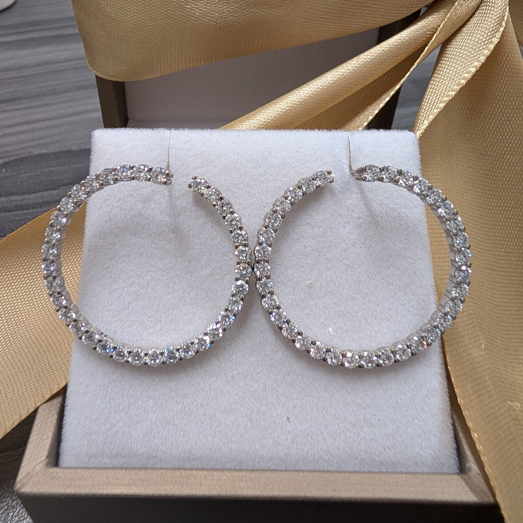 Open Circle Diamond Hoop Earring