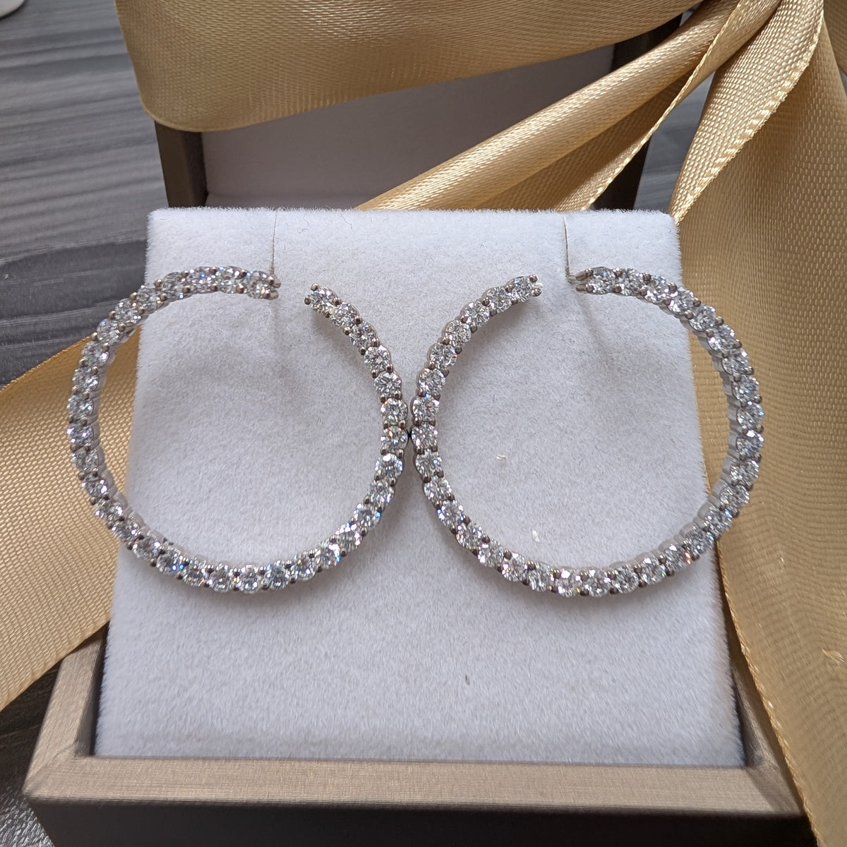 Open Circle Diamond Hoop Earring