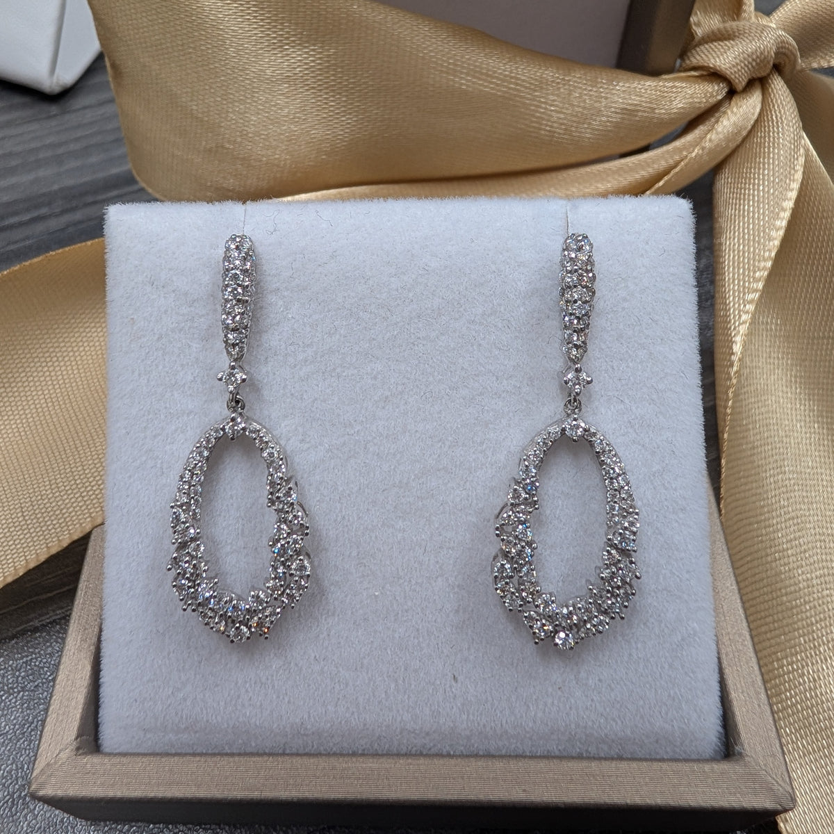 Open Oval Cluster Diamond Drop Earring