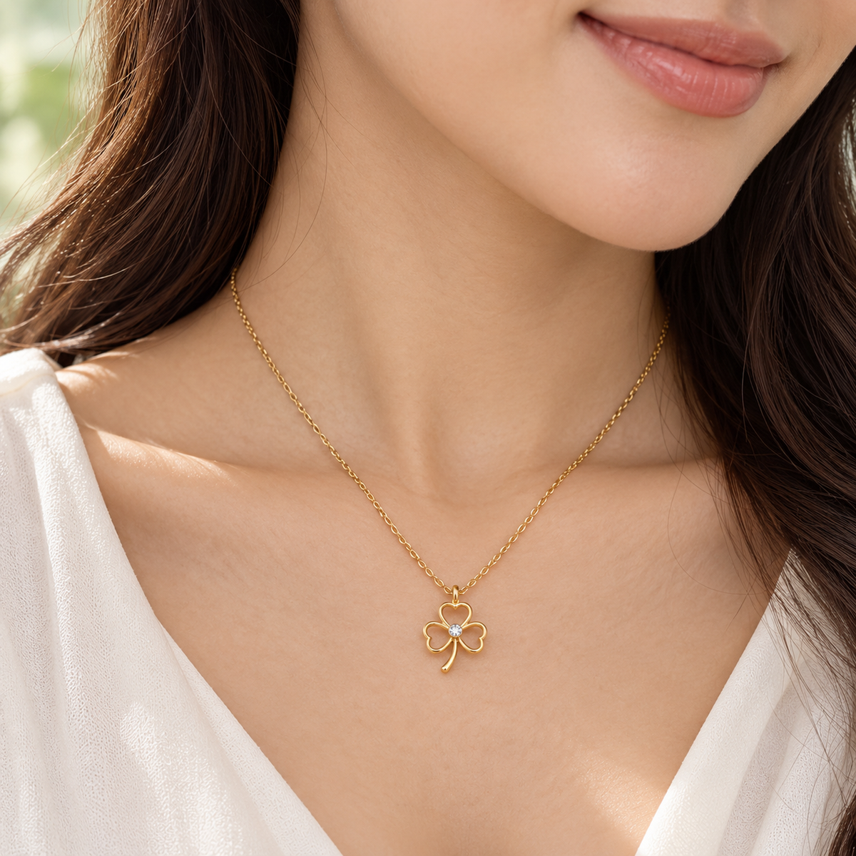 Open Shamrock Diamond Pendant
