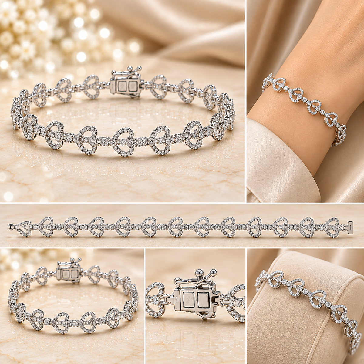 Open Heart Diamond Tennis Bracelet
