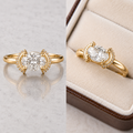 Oval Cut Hidden Halo Engagement Ring with Round Side Stones
