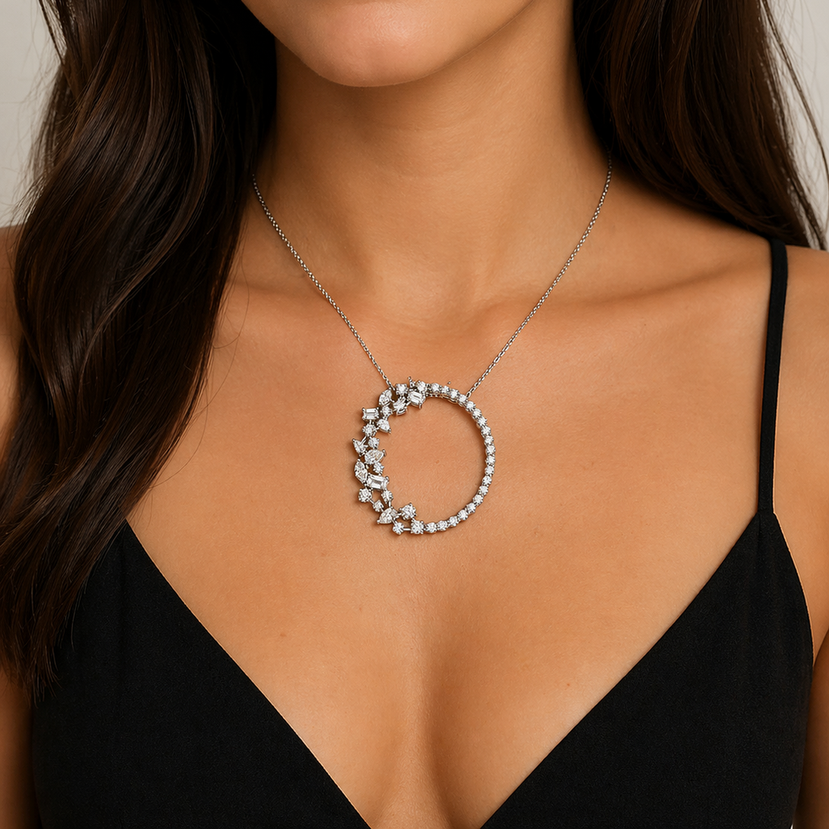 Oval Shape Fancy Diamond Pendant