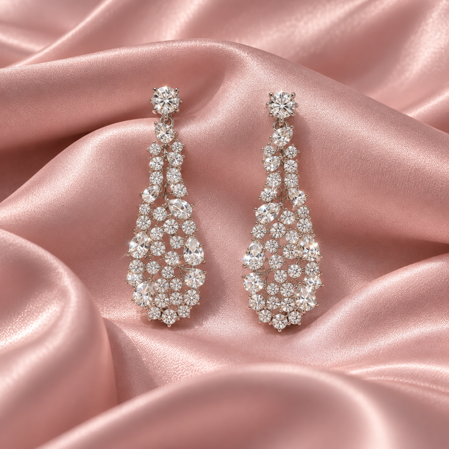 Pear Shapes Touch Diamond Dangle Earring