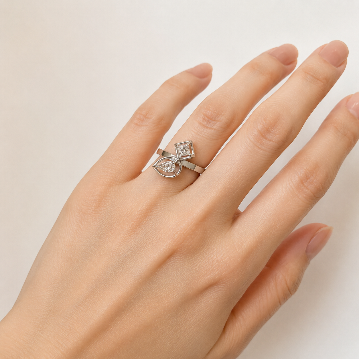 Pear and Princess Fancy Diamond Ring