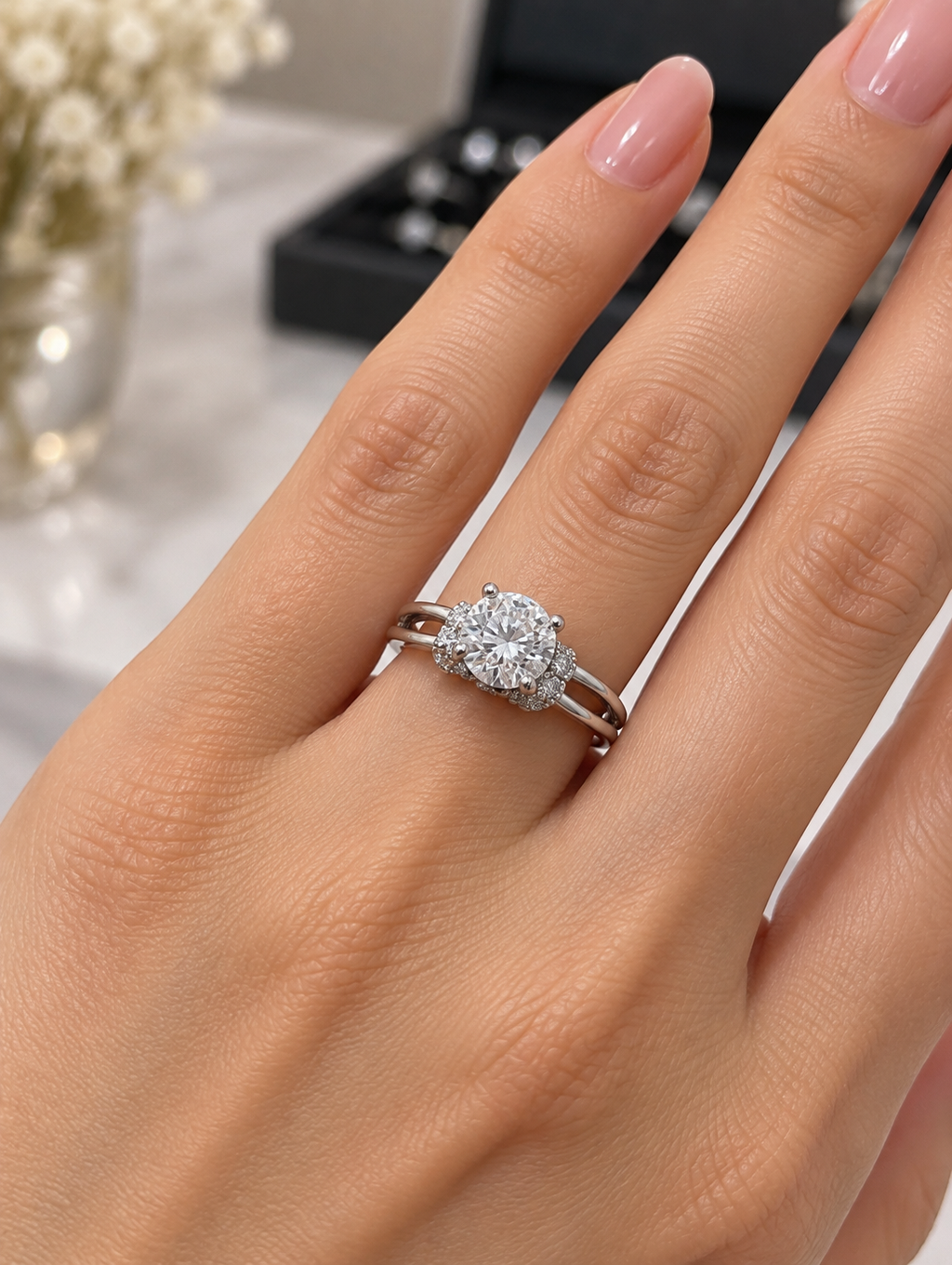 Plain Split Shank Lab Grown Diamond Engagement Ring