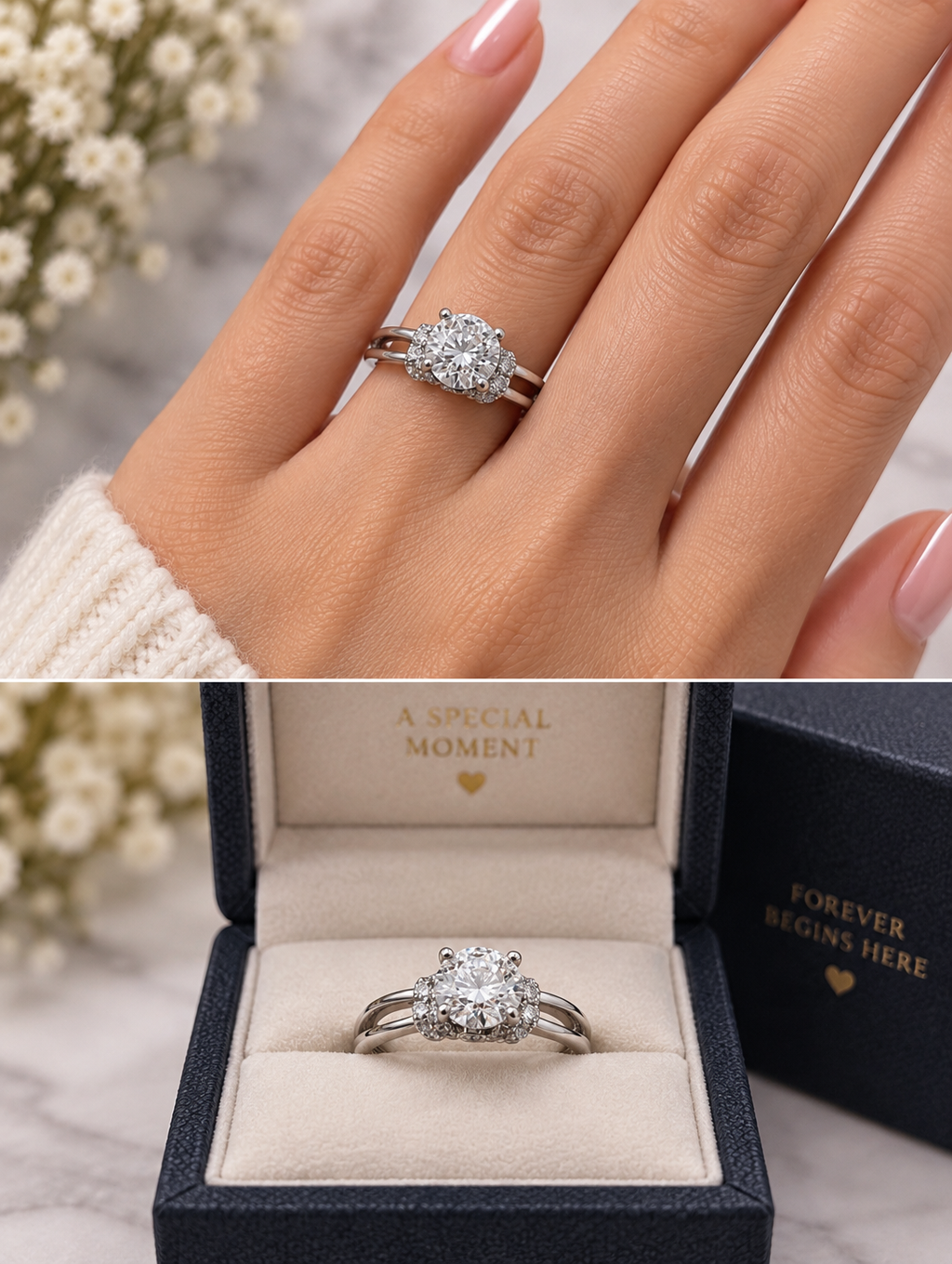 Plain Split Shank Lab Grown Diamond Engagement Ring