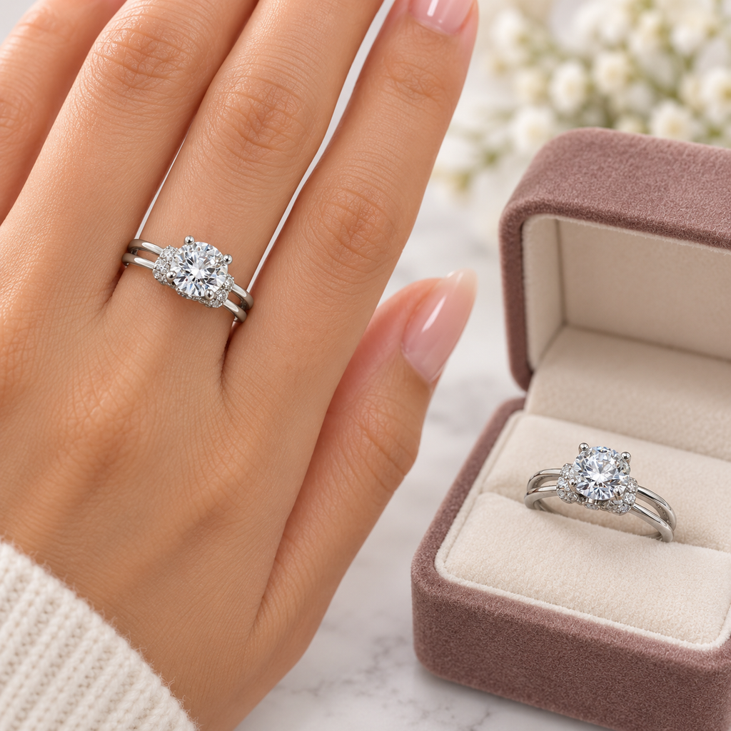 Plain Split Shank Lab Grown Diamond Engagement Ring