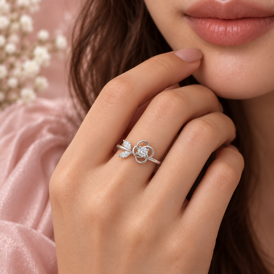 Rose Wire Floral Diamond Ring