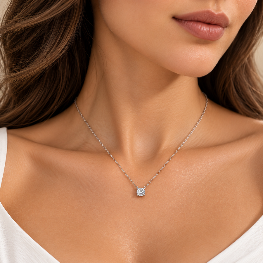 Round Diamond Solitaire Pendant