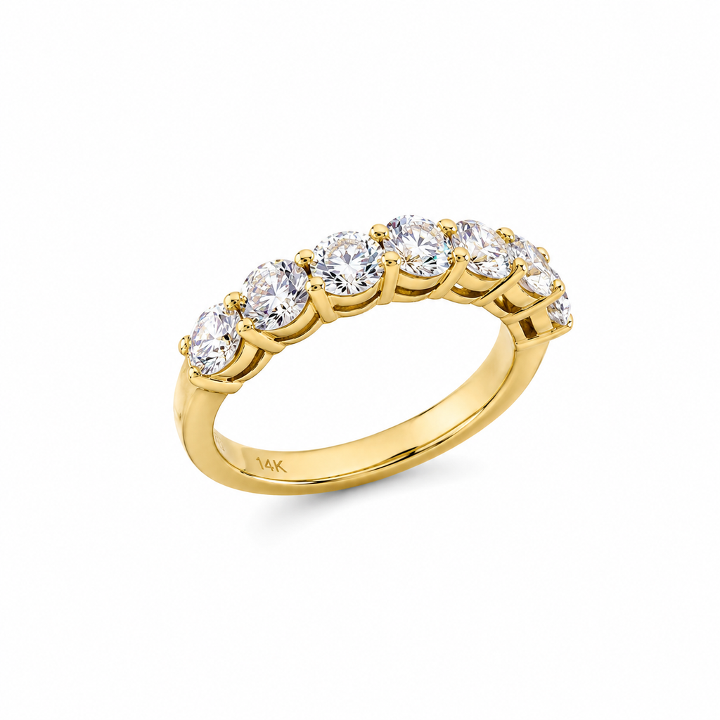 Seven Stone Round Brilliant Diamond Wedding Band