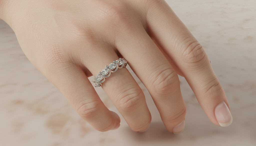 Seven Stone U Prong Diamond Wedding Band