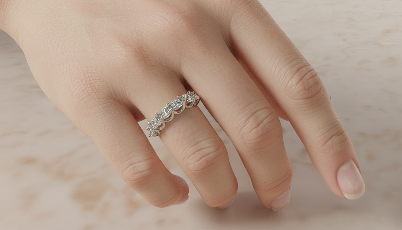 Seven Stone U Prong Diamond Wedding Band