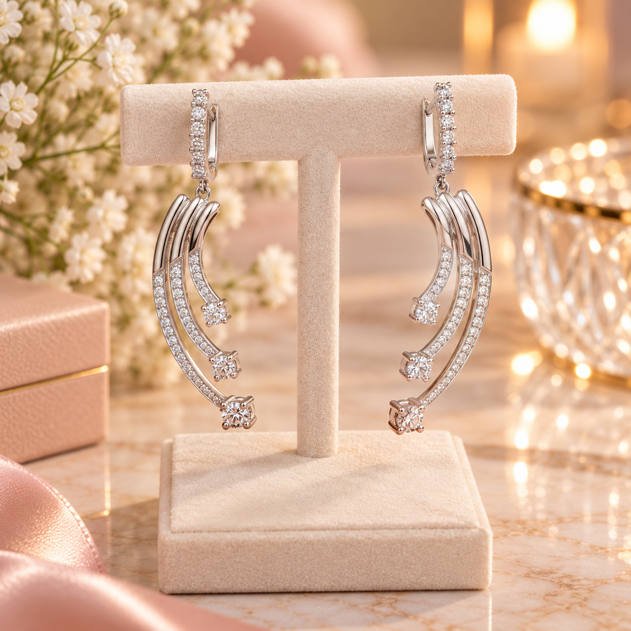Shooting Star Diamond Drop Earring