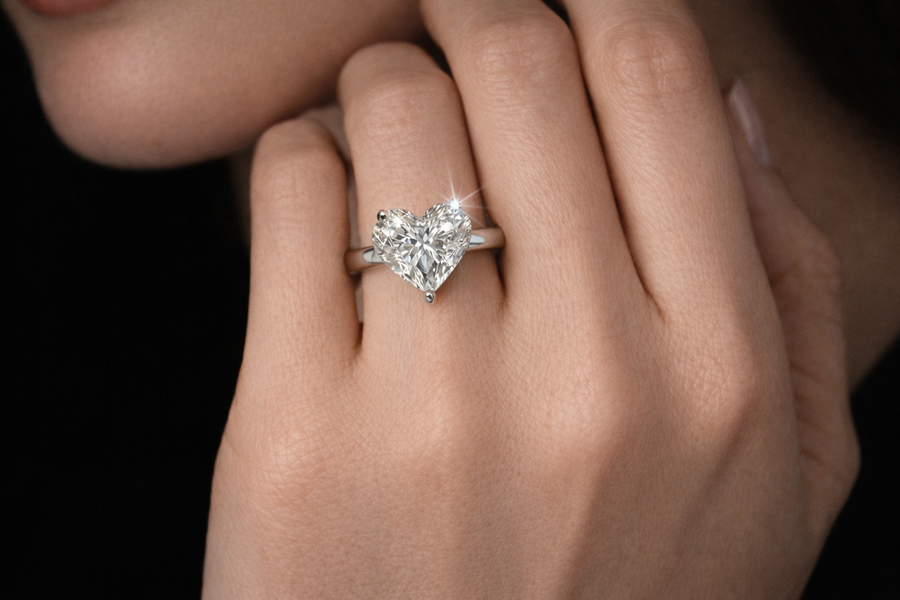 1.5ct Heart Shape Crown Diamond Ring