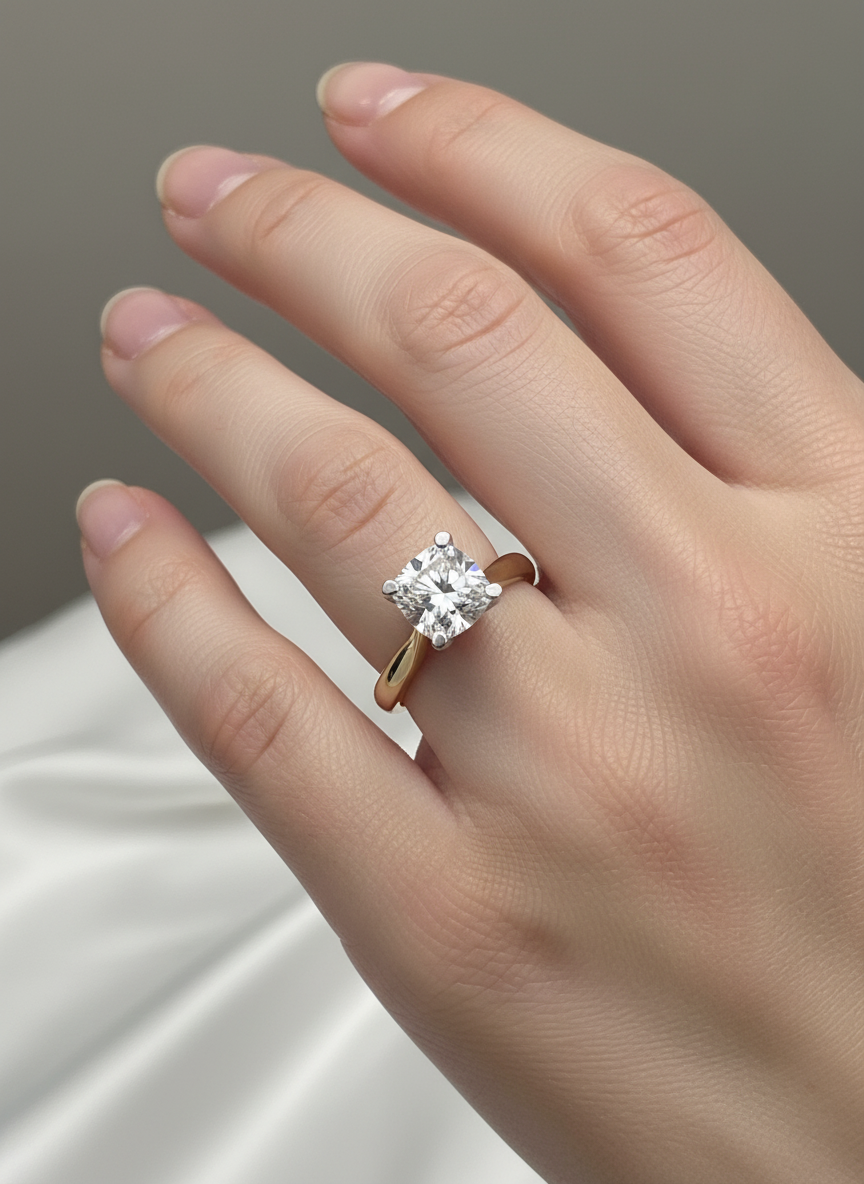 Square Prong Solitaire Diamond Engagement Ring