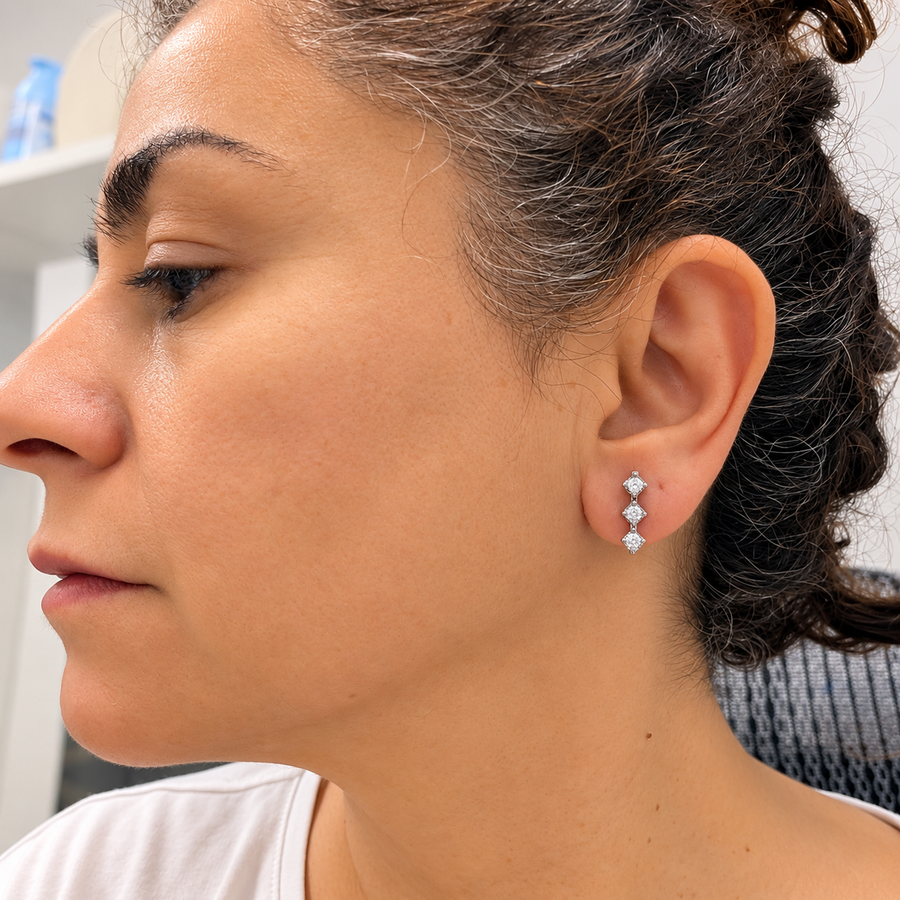 Three-Stone Diamond Linear Drop Earring
