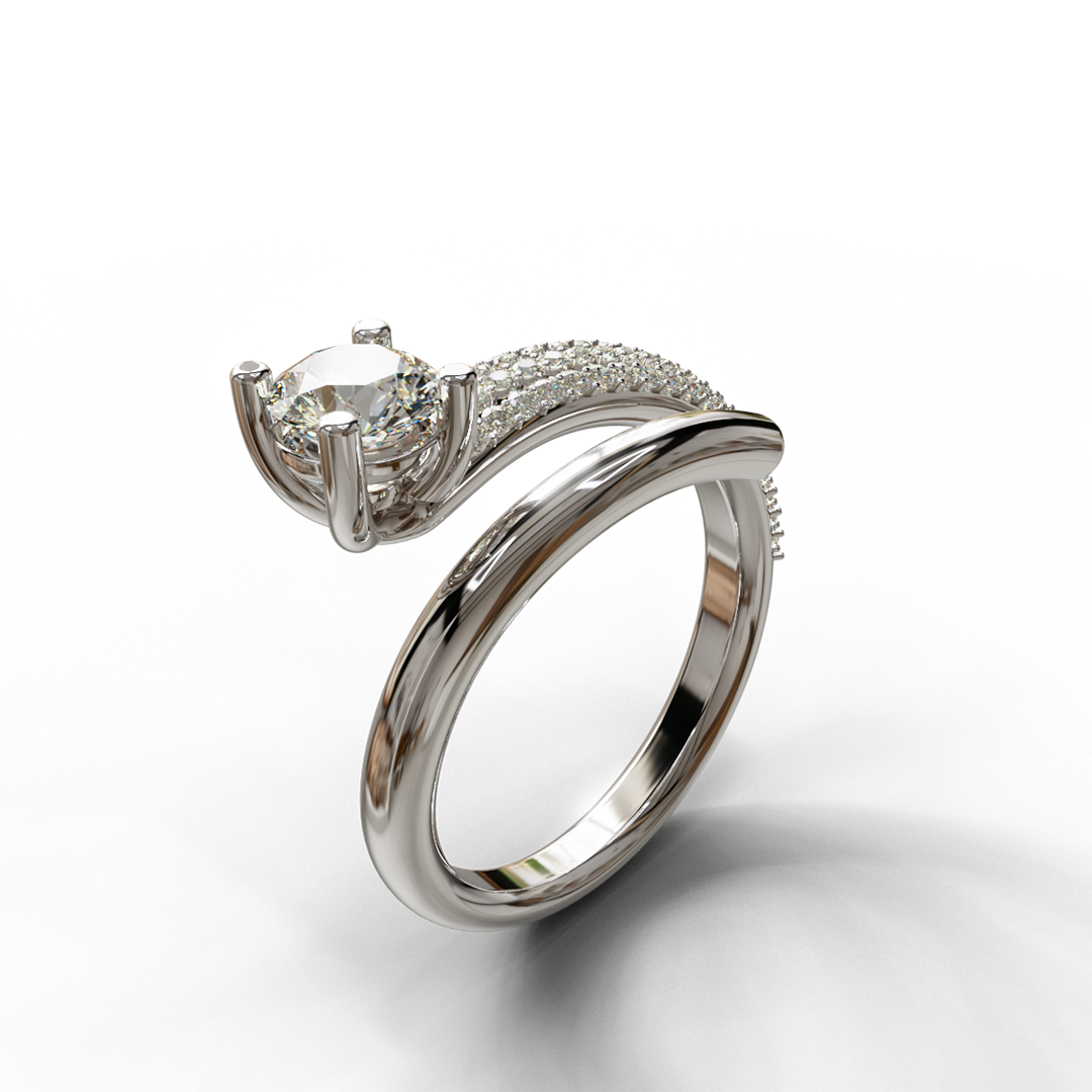 Three Row Pave Setting Diamond Ring