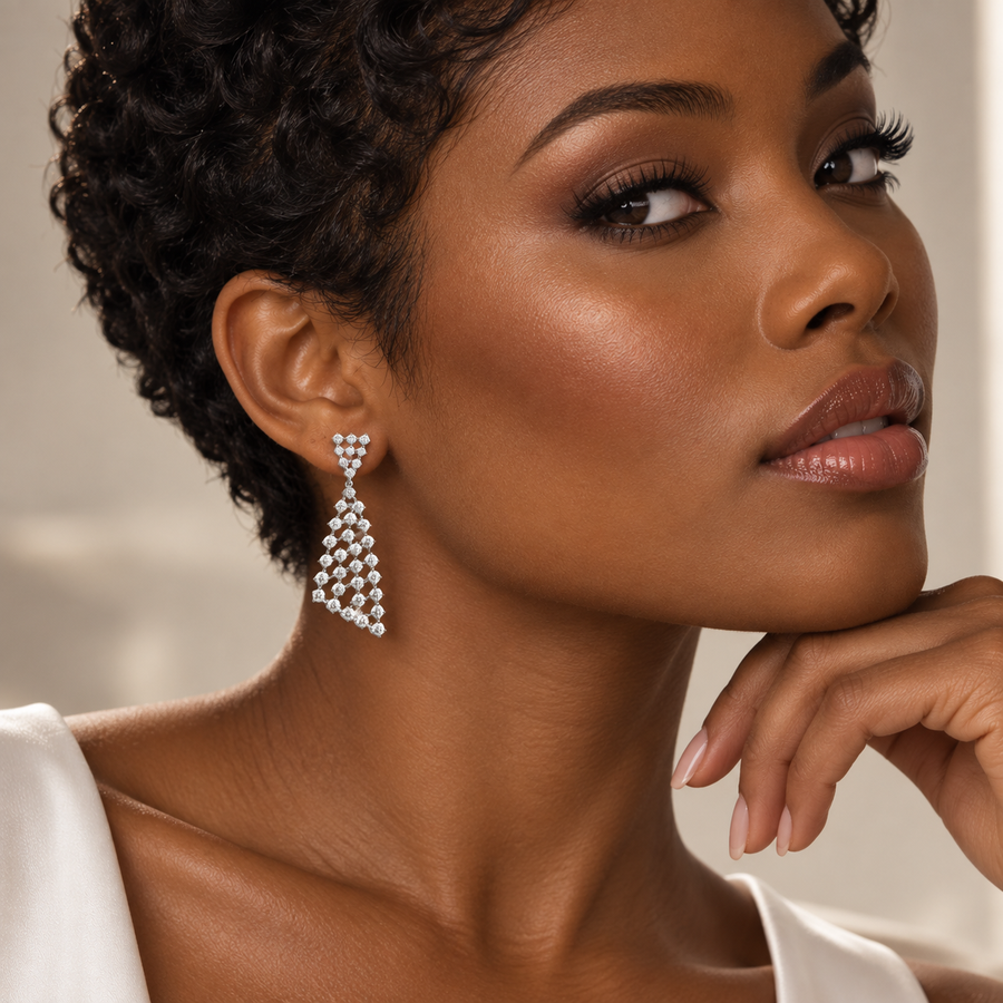 Triangle Shape Diamond Dangle Earring