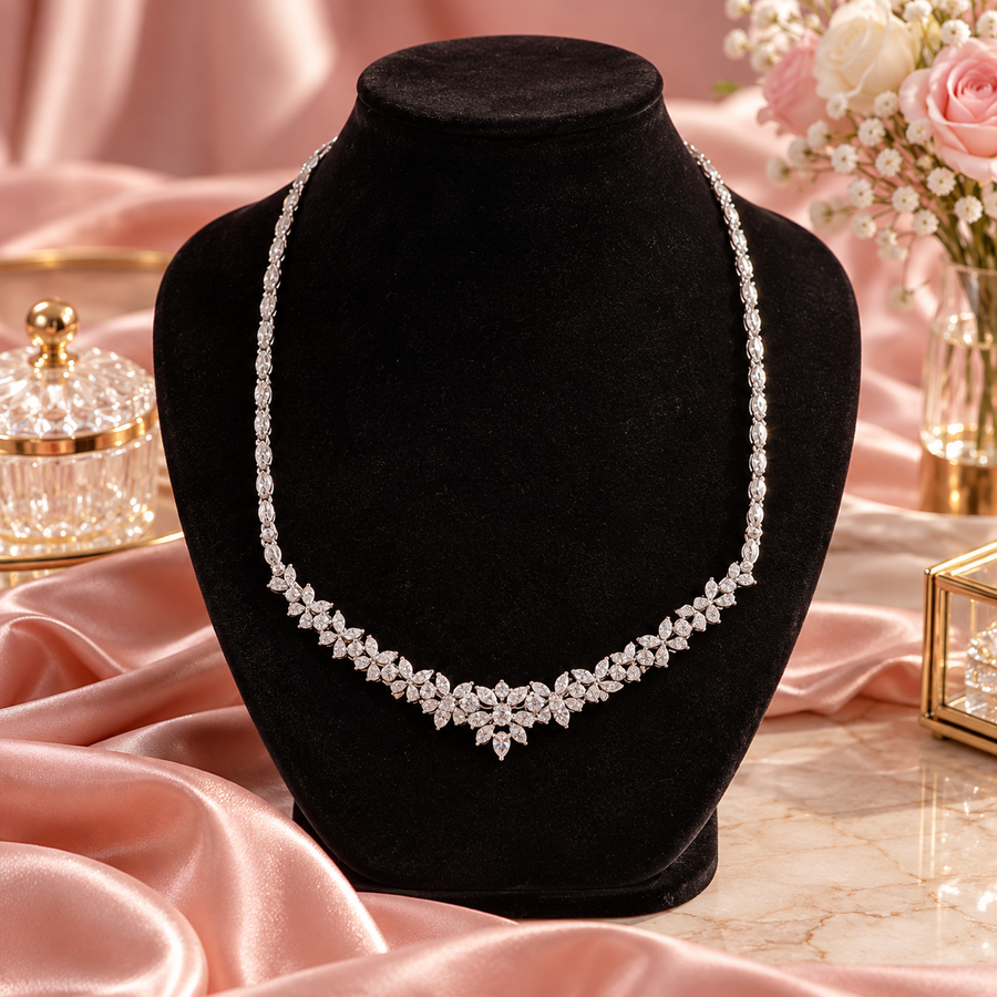 Vintage Flower Garland Diamond Necklace