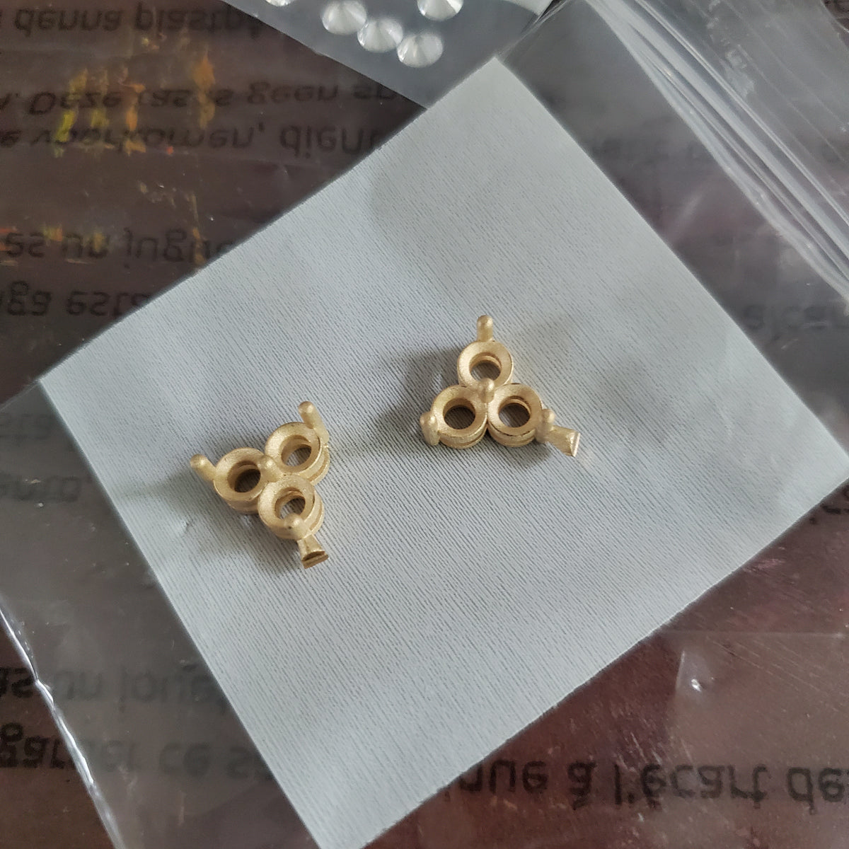Three Stone Round Stud Earring