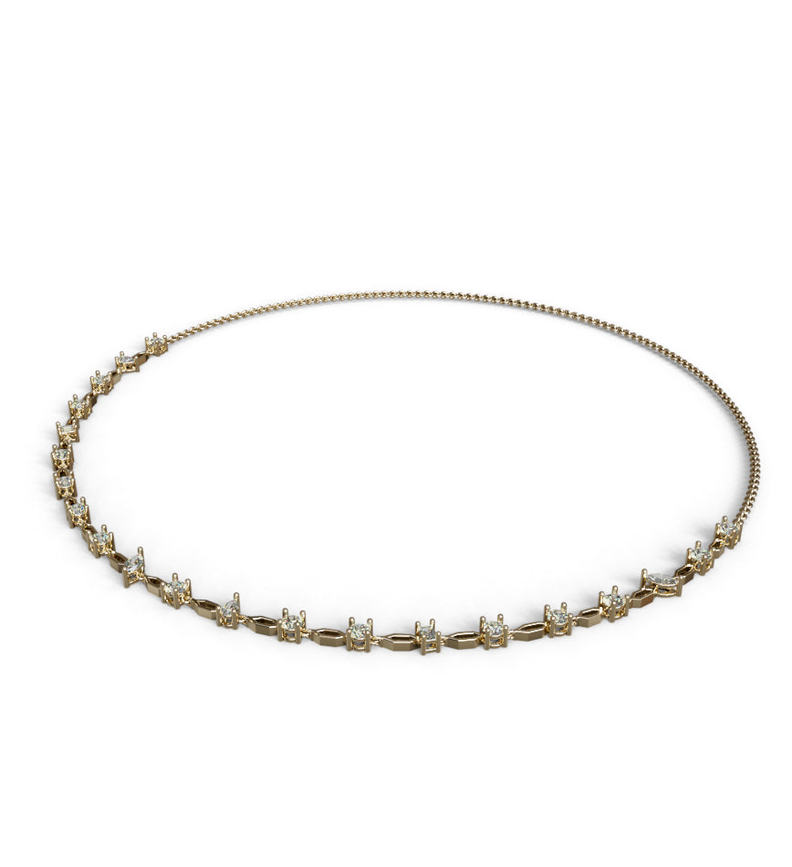 Fancy Link Diamond Necklace 18"
