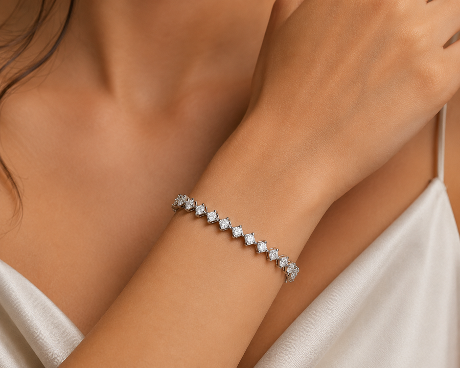 10 Pointers Cross Basket Tennis Bracelet