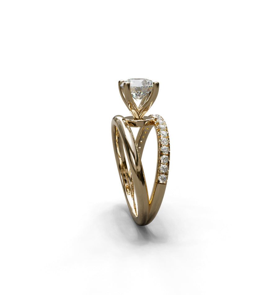 Split Half Shank Micro Pavé Diamond Engagement Ring